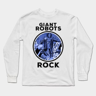 Giant Robots Rock Retro Vintage Comic Book Style Long Sleeve T-Shirt